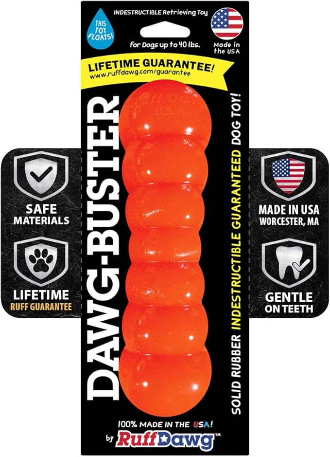 Ruff Dawg Dawg-Buster – Durable Dog Toy – Large, Tough Fetch Toy for Aggressive Chewers – High-Visibility Neon Colors – Floats, Bounces & Safe Play