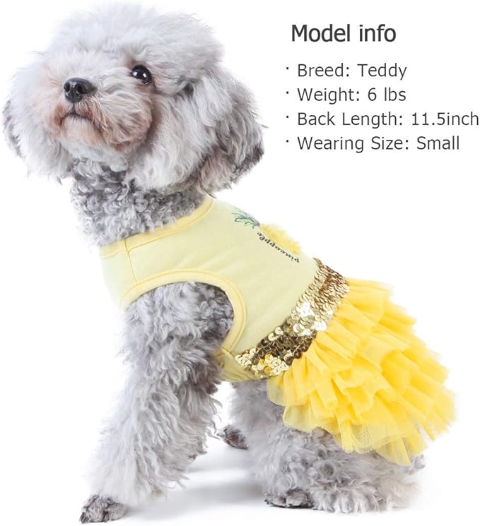 KYEESE Dog Dress Pineapple Yellow Tiered Dogs Beach Dresses