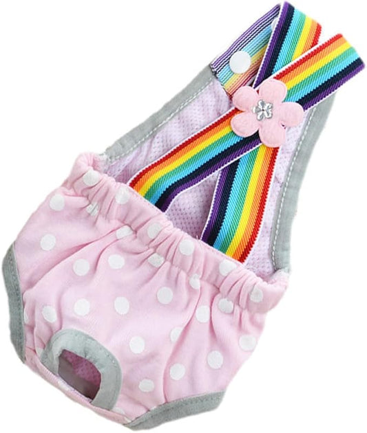 Dog Physiological Pants Pet Sanitary Pantie with Suspender Cat Diapers Underwear Puppy Adjustable Costumes Reusable Washable Breathable Menstruation Outfits Dog Diapers for Girl Dogs (Pink B, XXS)