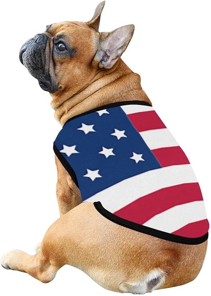 4th of July Vest for Dog American Flag Clothes Small Large Dog Apparel Pet Supplies Shirts (Medium, DLR02)
