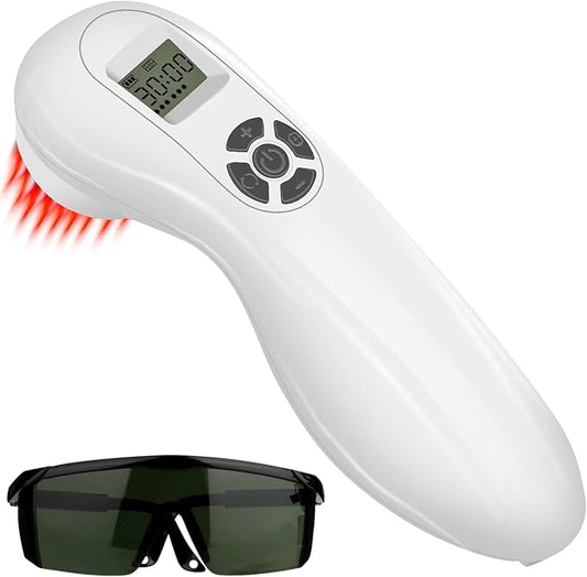 Portable Cold Laser Therapy Device, 808nm & 650nm, Multi-Speed Pulse Function, Pain Relief for Humans & Dogs