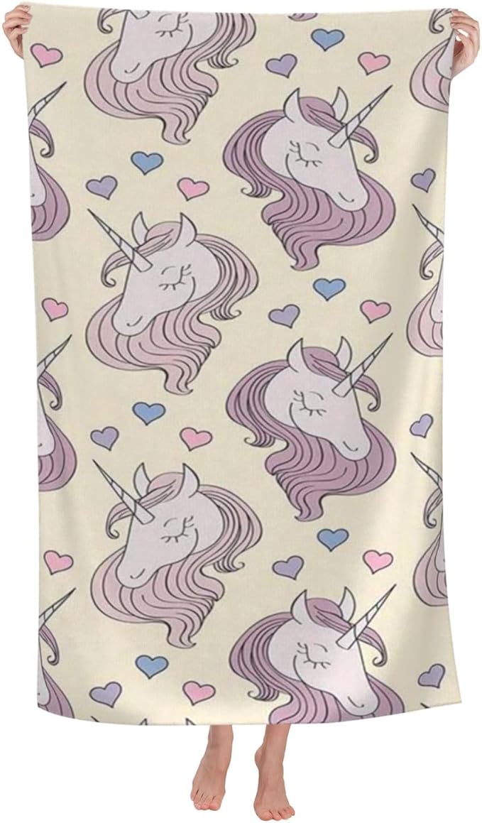 Cute Unicorn Beach Towel for Kids/Girls/Toddler/Baby, Personalized Microfiber Beach Towels Bulk, Quick Dry Beach Towel for Pool, Lightweight Bath Towels Oversized Clearance 30"x 60"