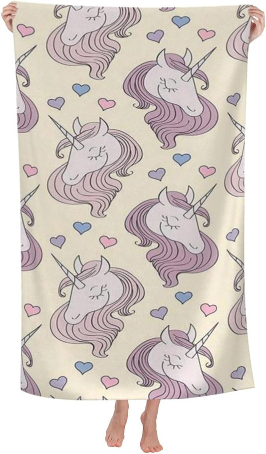 Cute Unicorn Beach Towel for Kids/Girls/Toddler/Baby, Personalized Microfiber Beach Towels Bulk, Quick Dry Beach Towel for Pool, Lightweight Bath Towels Oversized Clearance 30"x 60"