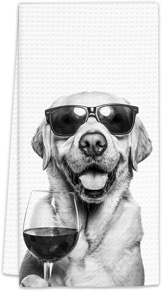 Labrador Retriever Gifts Wine Kitchen Towels, Gifts for Labrador Retriever Dog Wine Lovers Decorative Hand Dish Towel for Kitchen Home Bar, Funny LabradorDog Owners Home Bar Decor(16x24In)