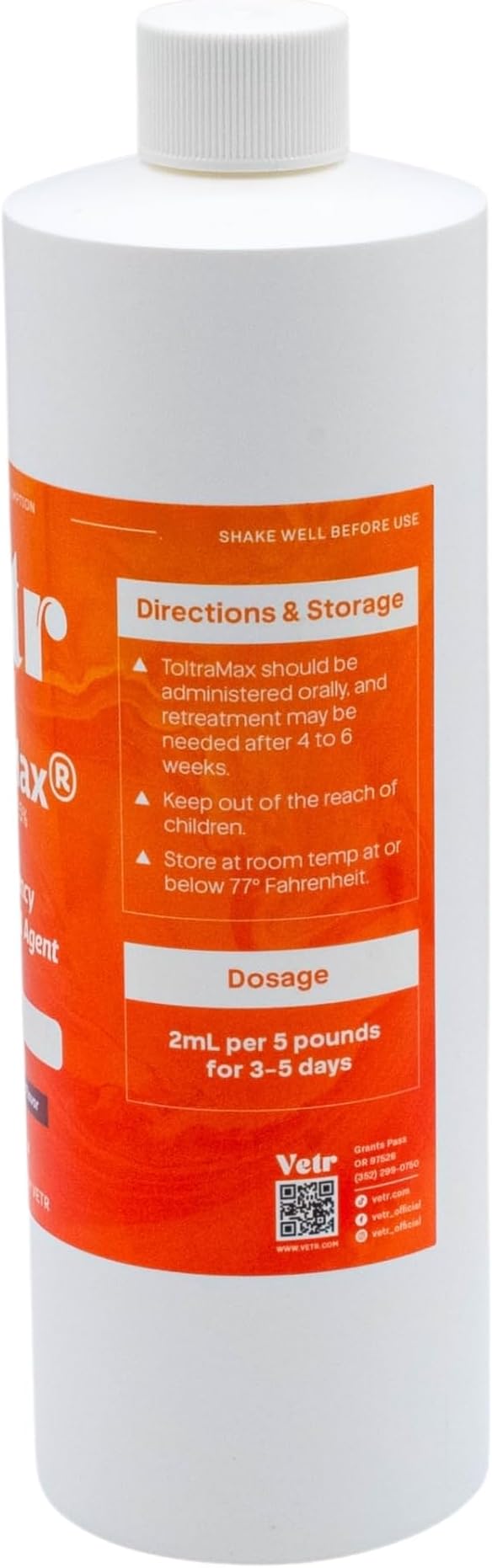 Toltrazuril 5.0% for Horses, Dogs, Cats, 960mL/32.4 Ounce, for Non-Food Chain Animals