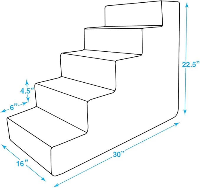 Best Pet Supplies Dog Stairs for Small Dogs & Cats, Foam Pet Steps Portable Ramp for Couch Sofa and High Bed Non-Slip Balanced Indoor Step Support, Paw Safe No Assembly - Dark Brown, 5-Step