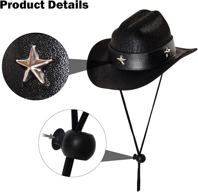 Fumwase Pet Cowboy Costume Halloween Costumes for Dogs Cat Puppy Hats with Bandana Scarf Cowboy Costume Accessories Dog Cat for Party Festival and Daily Wearing (Black, Small)