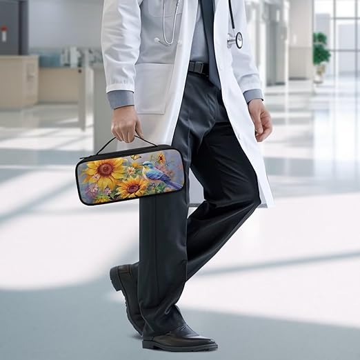 Gomyblomy Sunflower Hummingbird Stethoscope Case with Extra Room for Nurse Accessories, Compatible with Classic III, Lightweight II S.E, Cardiology IV Diagnostic Stethoscopes