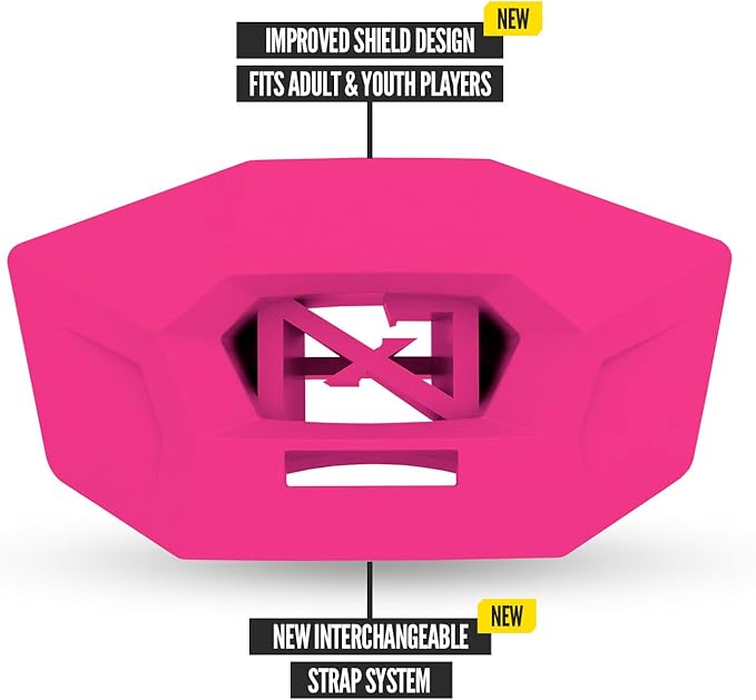 Nxtrnd One Pro Football Mouth Guard, Interchangeable Strap, Fits Adult & Youth (Pink)