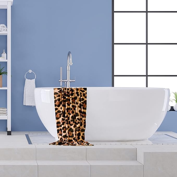 LIVILAN Small Size Cheetah Print Beach Towel, 24" x 48" Leopard Towel for Women, Girls of Small Size, Quick Dry, Sand Free Microfiber, Backup Use for Pool, Bath, Yoga, Swim, Shower