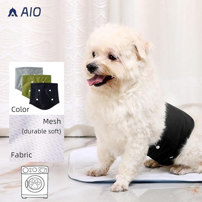 Washable Reusable Dog Diapers Male Breathable Belly Bands for Male Dogs Diapers with Nappy Dog Wrap Washable M (3 Pack)