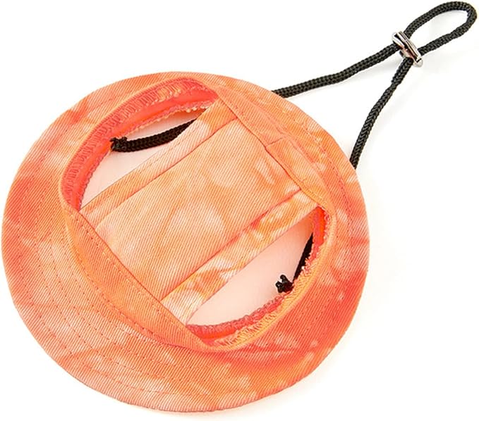 Round Brim Princess Hat Visor Hat Pet Dog Mesh Porous Sun Hat with Ear Holes for Small, Extra Small Dog Teddy, Pug, Chihuahua, Shih Tzu, Yorkshire Terriers, Papillon T-Orange S