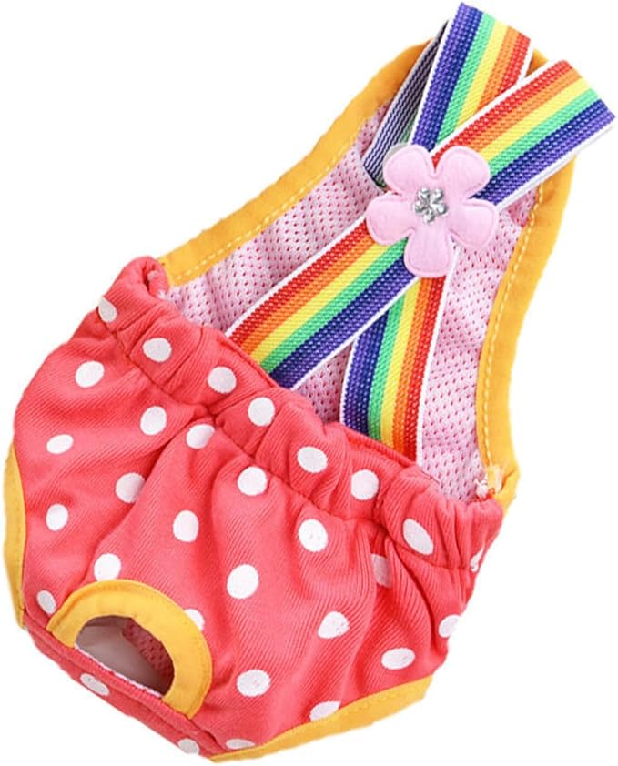 Dog Physiological Pants Pet Sanitary Pantie with Suspender Cat Diapers Underwear Puppy Adjustable Costumes Reusable Washable Breathable Menstruation Outfits Dog Diapers for Girl Dogs (Rose Red, M)