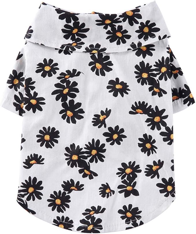Tangpan Summer Pet Daisy Hawaiian Beach Plaid Print Shirts Clothes for Dog White XL