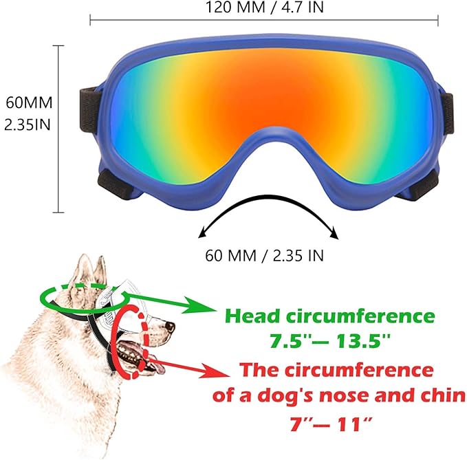 Dog Sunglasses,Doggles Anti-UV Protection, Pet Sunglasses with Adjustable Strap, Suitable for Motorcycle Car Driving Bike Riding Hiking Swimming Wind Dust Fog Dog Eye Protection