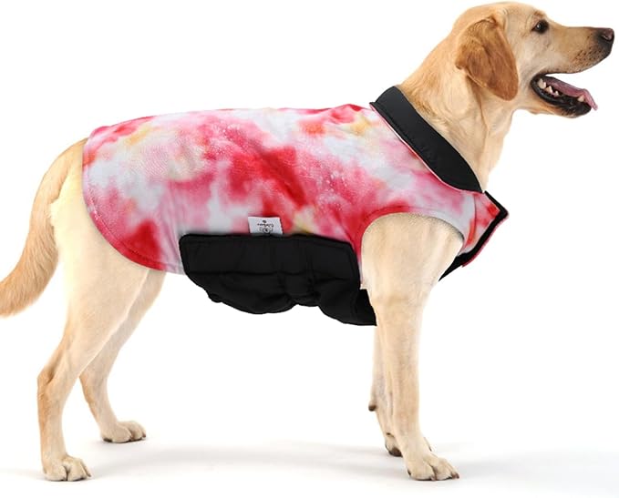CuteBone Winter Dog Coat - Waterproof Windproof Reversible Vest, Thick Adjustable Cold Weather Jacket for Small Medium Large Dogs, Soft with Leash Hole GMF29L