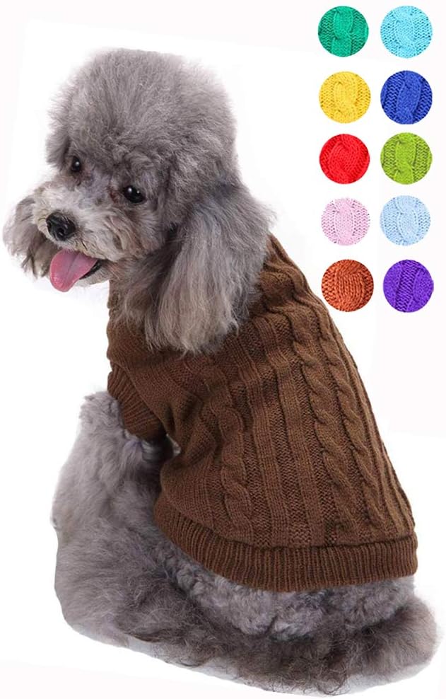 Warm Classic Turtleneck Pet Sweater - Cute Winter Coat for Small, Medium & Large Dogs & Cats - Christmas Sweater for Girls & Boys