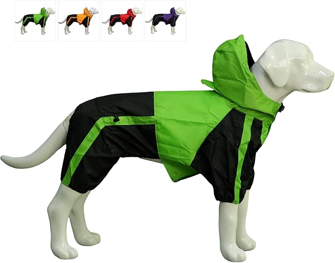 Pet Apparel Large Dog Clothing Raincoat Pet Clothes Rain Coat For Big Large Dogs Red Green Waterproof (L-XS, Green)