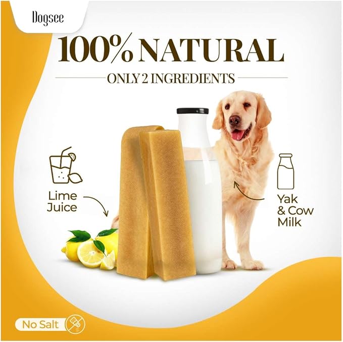 Dogsee Himalayan Yak Chews (Monster/XL- 3 Chews) | Yak Chews for Large Dogs | Dog Treats | Helps Joint Pain | Rawhide-Free | Long Lasting for Dogs Over 55 lbs