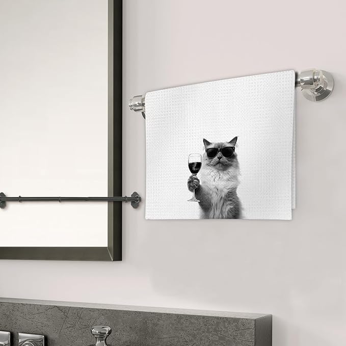 Ragdoll Cat Gifts Wine Kitchen Towels Set of 2, Funny Cats Beer Lover Decorative Hand Dish Towel for Kitchen Home Bar, Gift for Ragdoll Cat Beer Wine Lovers Home Bar Decor(16x24Inch)