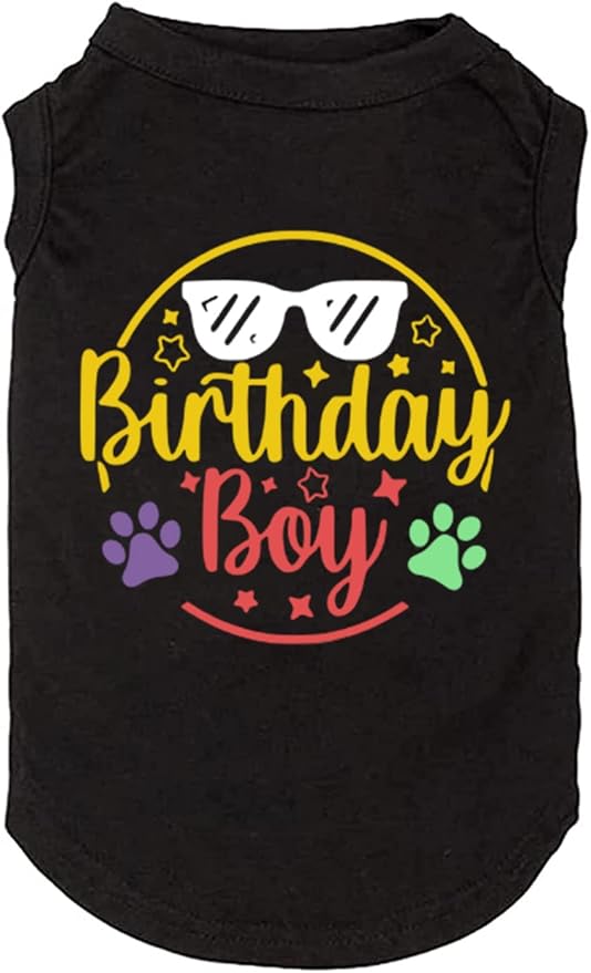 Dog Birthday Gift Clothes Boy Girl Birthday Shirt for Small Large Dog Brithday Vest for Doggy Puppy Clothes (1, 2, Medium, Black-1)