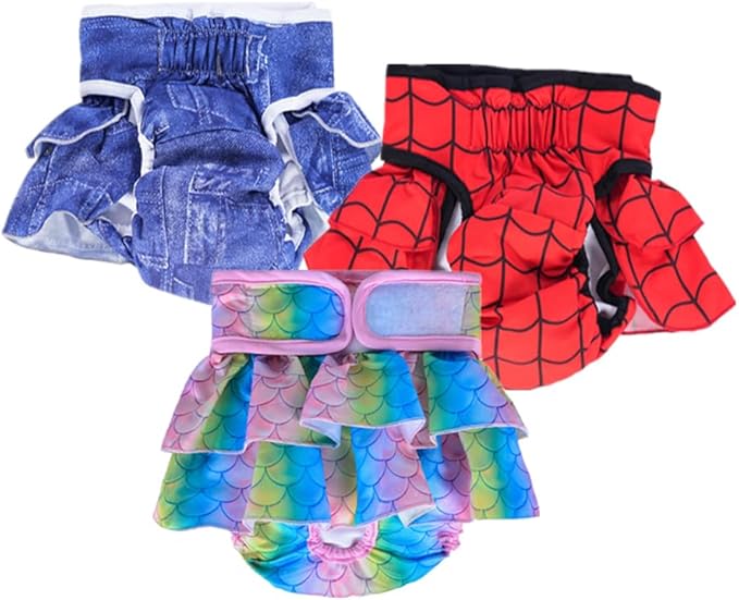 Washable Dog Diapers Female,Reusable Dog Diapers Female,Washable Diapers（3 Pieces * M Size，Waist Circumference Between 15-21.5 inches