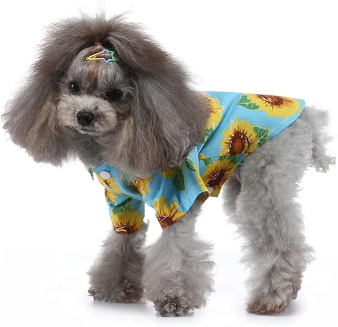 Tangpan Summer Pet Daisy Hawaiian Beach Plaid Print Shirts Clothes for Dog S06 Green L