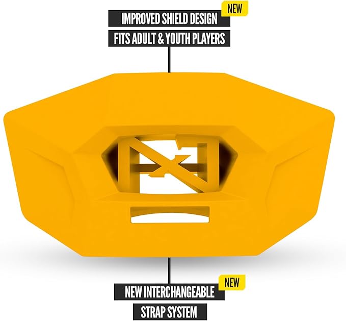 Nxtrnd One Pro Football Mouth Guard, Interchangeable Strap, Fits Adult & Youth (Yellow)