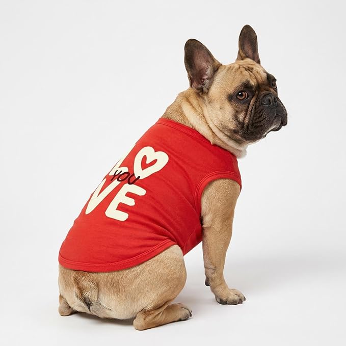 Fitwarm Love You Dog Shirt, Funny Valentines Outfit for Small Dogs Boy Girl, Festive Pet Clothes, Red, White, XXL