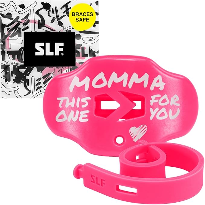 SLEEFS Football Mouth Guard - Lip/Mouthguard with Helmet Strap - Lip/Teeth Protector Mouthpiece - No Boil - for Youth/Adults, Maximum Air Flow, for All Sports - Momma This One for You