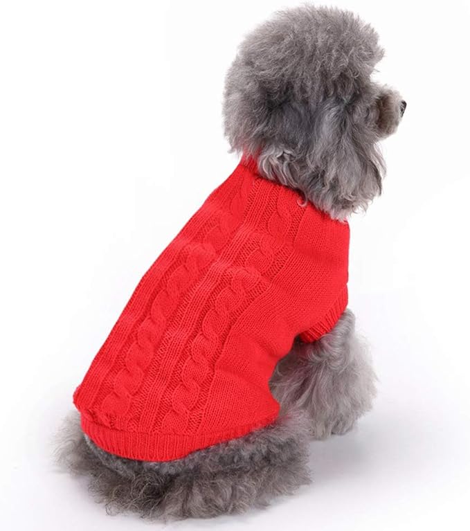 Dog Sweater for Small, Medium, Large Dogs - Warm Winter Turtleneck Pet Clothes for Cats and Puppies - Cute Classic Christmas Coat for Girls and Boys