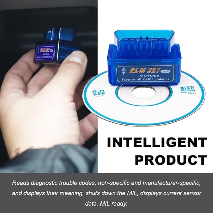 OBDII Car Auto Diagnostic Scanner, ELM327 Automotive Bluetooth Scan Tool and Code Reader, Professional Car Bluetooth Engine Fault Code Reader, Universal Car Accessories (1 PCS)