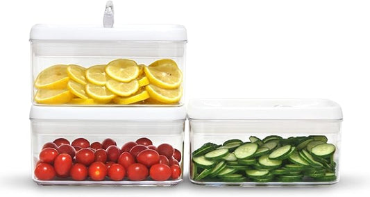 Felli Flip Tite Airtight Storange Container for Pantry Kitchen (White, 4", Rectangular 1.1qt 3pk)