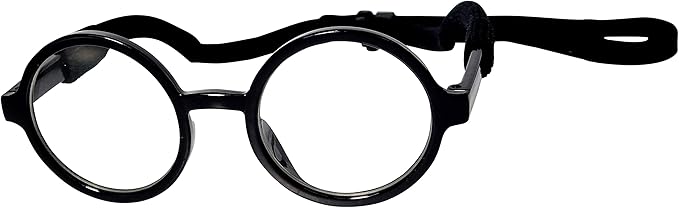 G002 Dog Pet Clear Lens Costume Glasses Small to Medium Breeds 12LBS~30LBS Prop Photoshoot Sunglasses (Round Black-Clear)
