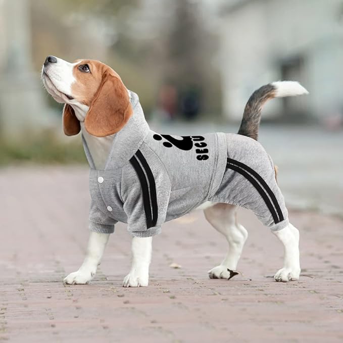 Dog Hoodie Security Clothes 4 Legs Jumpsuit Sweatshirt Hoodies Soft & Warm Dog Outfit Pullover Dog Winter Clothes Sweater for Small Medium Large Dogs Cats (Gray, X-Large)