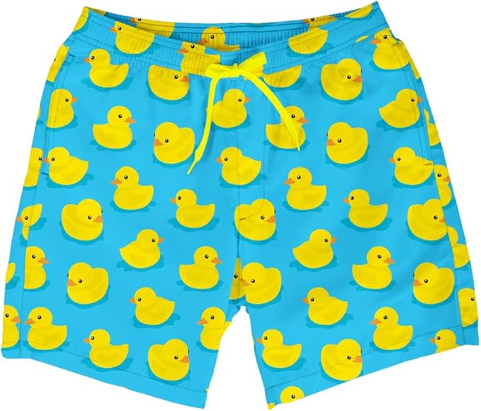 Tipsy Elves Men's Stretch Swim Trunks 7 Inch Inseam 4-Way Stretch with Mesh Liner - Quick-Dry Funny Swimwear Bathing Suit