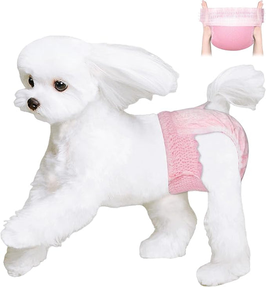 Ambreview Disposable Dog Diapers Female, Just Pull It Up, Doggie Diapers for Female Dogs, Strong Absorbency | Leak Proof, for Dogs in Heat | Elderly | Disabled, M 30 PCS