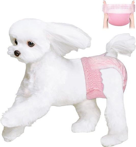 Ambreview Disposable Dog Diapers Female, Just Pull It Up, Doggie Diapers for Female Dogs, Strong Absorbency | Leak Proof, for Dogs in Heat | Elderly | Disabled, XS 30 PCS