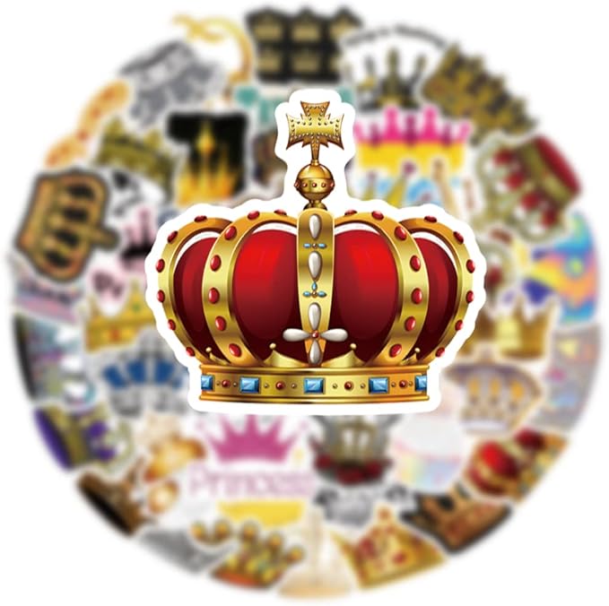 Imperial Crown Stickers 51Pcs Cartoon Gold Right Shine Pack | Cool Colorful Deacls Graffiti for Water Bottle Skateboard Luggage Laptop Computer Phone…