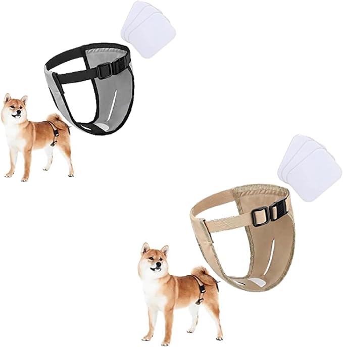 Female Dog Heat Diapers,Breathable Mesh Washable Dogs Sanitary Pads Diaper for Dogs Female (Beige+Gray L)