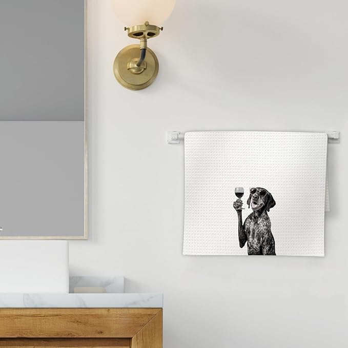German Shorthaired Pointer Gifts Wine Dog Kitchen Towels, Gifts for German Shorthaired Pointer Wine Lovers Decorative Hand Dish Towel for Kitchen Home Bar,Funny Dog Home Bar Decor(16x24In)