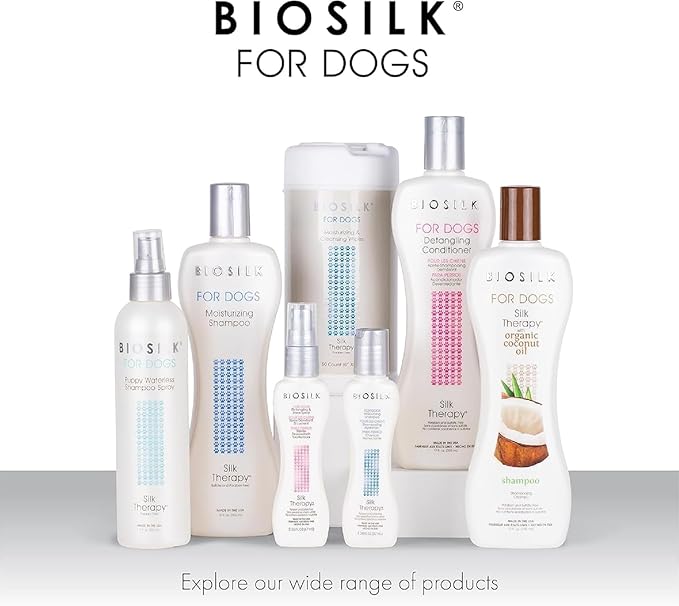 BioSilk for Dogs Silk Therapy Moisturizing Dog Detangling Shampoo - Dog Matted Hair Detangler Cleans, Moisturizes, and Detangles - Dematting Shampoo for Dogs, Grooming Supplies, 12 Fl Oz
