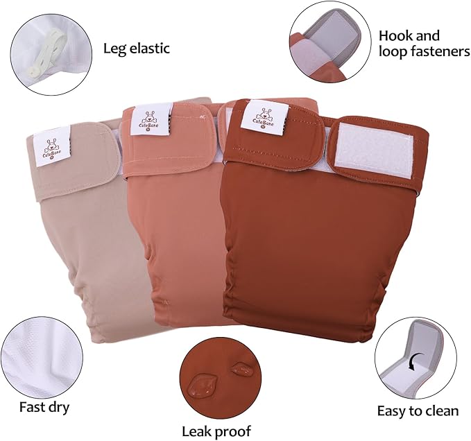 CuteBone Washable Dog Diapers Female No Tail Hole 3 Pack Reusable Doggie Period Training Pants for Docked-Tail Frenchie French Bulldog Boston Terrier Without Tail WWD22S
