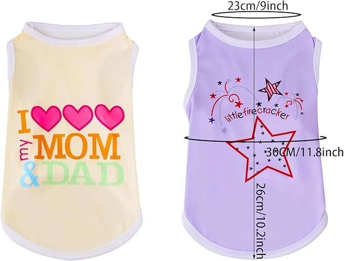 choyaxo 4pcs Dog Shirts Sleeveless Printed Pet Vest for Chiuahaha Small Medium Dogs Spring Summer