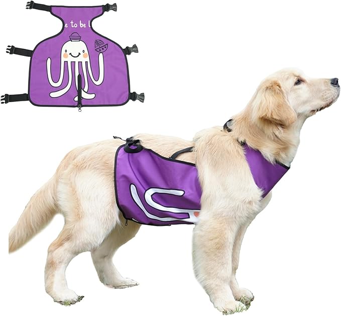 Dog Belly Band Waterproof Protector Vest for Female Dogs in Heat Soft Inner Fluff Reusable Apron Purple X-Large