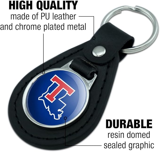 GRAPHICS & MORE Black Leather Louisiana Tech University Bulldogs Logo Keychain