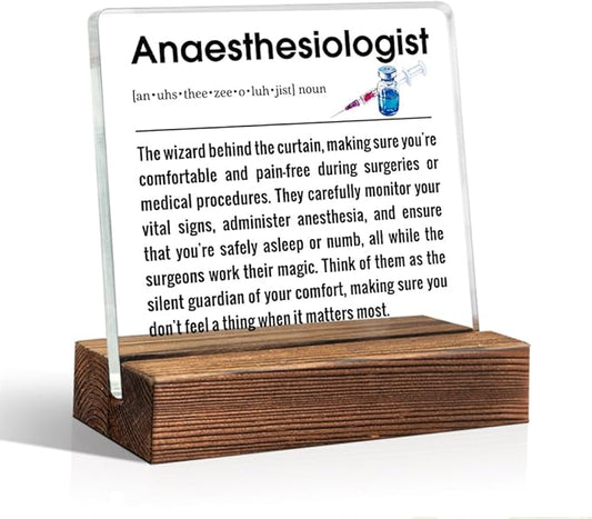 Anaesthesiologist Definition Acrylic Sign with Wood Stand, Physician Anesthesiologist's Week Gifts, Appreciation Gifts for Anesthesiologist, Anesthesiology Graduation Present