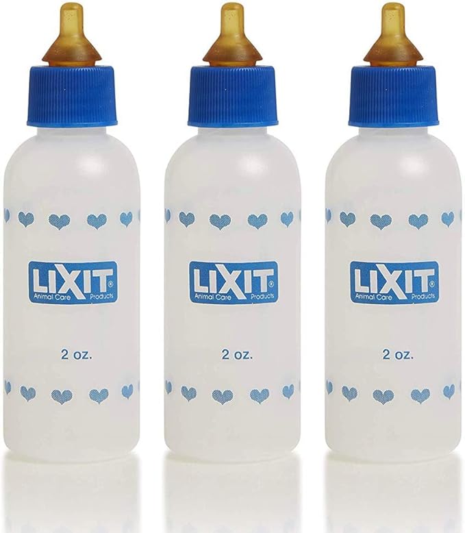Lixit® 2 Ounce Nursing Bottle for Kittens Small Puppies, and Small Animals - Made in USA (3 Pack, 2 Ounce)