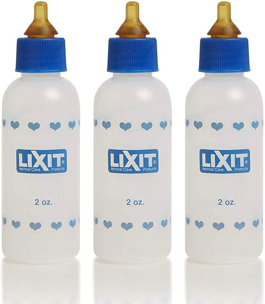 Lixit® 2 Ounce Nursing Bottle for Kittens Small Puppies, and Small Animals - Made in USA (3 Pack, 2 Ounce)