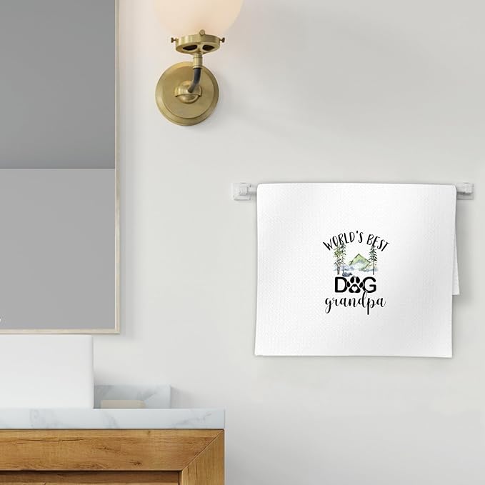 Dog Grandpa Gifts Kitchen Towels, Fathers Day DogGrandpa Gifts Dish Towels, DogLovers Gift Decorative Hand Towels for Bathroom Kitchen, Best Dog Grandpa Bathroom Kitchen Decor(16x24 Inch)
